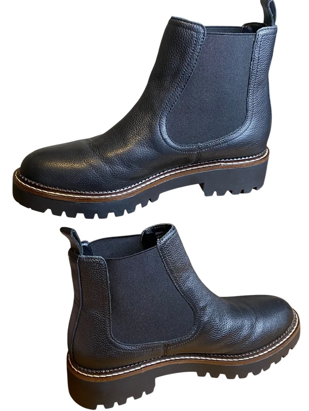 Caslon Miller Lea Water Resistant Black Leather Utility Lug Boots Women’s Size 9